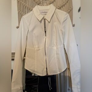 Urban Outfitters Silence + Noise Cream Zip-up Blouse